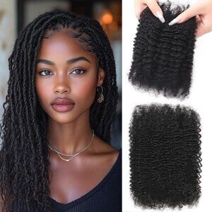 Afro Kinkys Human Hair Bulk 30g/Pack Natural Black 100% Human Hair Soft 4C Afro